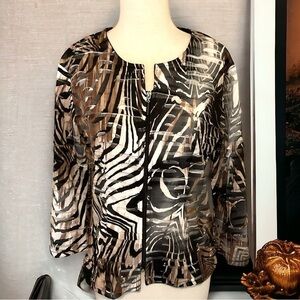Artex Fashions Vintage Zip Front Jacket Abstract Art Print Size S